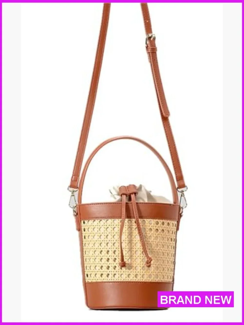 Straw Bucket Bag Drawstring Crossbody Purse Cute Hobo Beach Tote Shoulder Bag